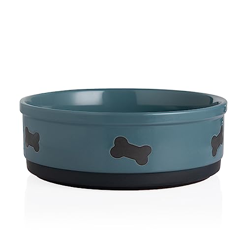 Sweejar Keramik-Hundenäpfe mit Knochenmuster, Hundefutternapf für große Hunde, Porzellan-Haustiernapf für Wasser, 70 Fl Oz (Nebelblau) von Sweejar