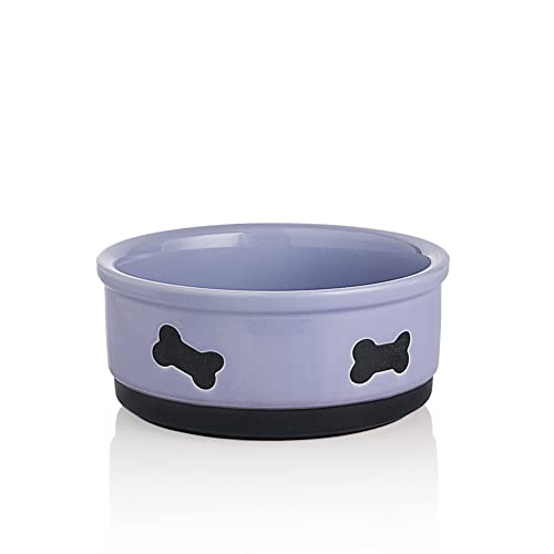 Sweejar Keramik-Hundenäpfe mit Knochenmuster, Hundefutterschale für mittelgroße Hunde, Porzellan, Haustiernapf für Wasser, 100 ml (Violett) von Sweejar