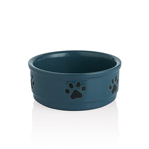 Sweejar Keramik-Hundenäpfe mit Pfotenmuster, Hundefutternapf für mittelgroße Hunde, Porzellan-Haustiernapf für Wasser, 100 ml (Nebelblau) von Sweejar