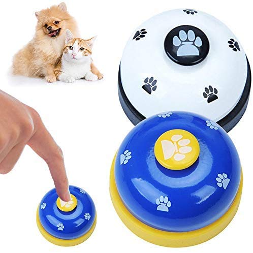 Sweelive 2 Stück Trainingsglocke für Hunde und Katzen zum Trainieren von Tieren und Haustieren (weiß und blau). von Sweelive