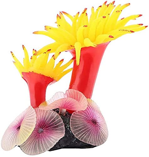 Sweelive Künstliche Korallenpflanze aus Silikon für die Dekoration von Aquarium, Verschönerung des Aquariums (gelb) von Sweelive