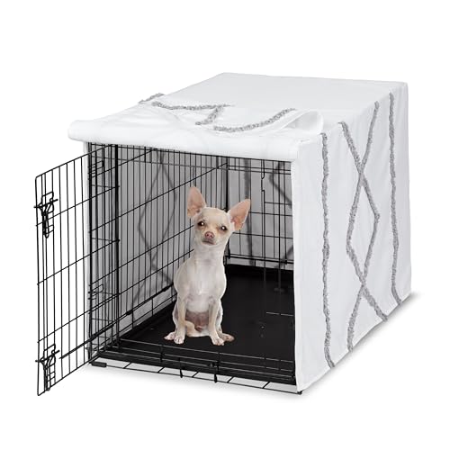 Sweet Jojo Designs 61 cm Abdeckung für kleine Hundekäfige (grauer Boho-moderner Büschel) Haustierkäfig, Zwingerabdeckungen (Bohemian, Bauernhaus, Shabby Chic, Designer, neutral, elegant von Sweet Jojo Designs