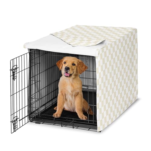 Sweet Jojo Designs 91,4 cm Mittelgroße Abdeckung für Hundekäfig, Beige Gingham Karomuster, Zwingerabdeckungen (Vintage, klassisch, Schachbrett, geometrisch, minimalistisch, Retro, Taupe, Braun Sweet Jojo Designs 91,4 cm Mittelgroße Abdeckung für Hundekäfig, Beige Gingham Karomuster, Zwingerabdeckungen (Vintage, klassisch, Schachbrett, geometrisch, minimalistisch, Retro, Taupe, Braun von Sweet Jojo Designs