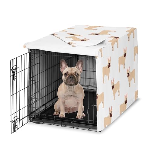 Sweet Jojo Designs 91,4 cm Mittelgroße Hundekäfigabdeckung (Frenchie) Haustierkäfig, Zwingerabdeckungen (Französische Bulldogge, Welpenhunde, modern, Hund, skurril, Haustier, Welpen, Cartoon von Sweet Jojo Designs
