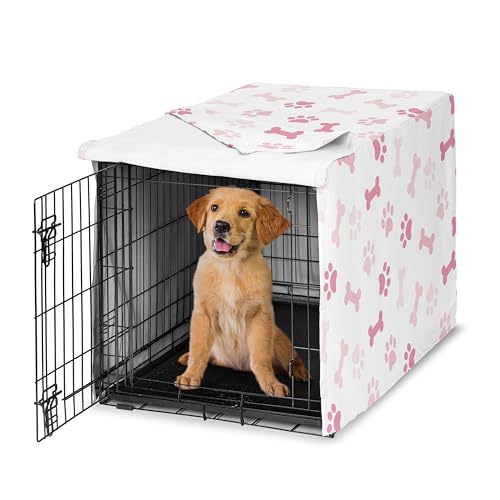 Sweet Jojo Designs 91,4 cm Mittelgroße Hundekäfigabdeckung (Knochen und Pfotenabdrücke) Haustierkäfig, Zwingerabdeckungen (modern, Cartoon, Hund, Welpe, neutral, Pfotenabdruck, skurril, verspielt von Sweet Jojo Designs