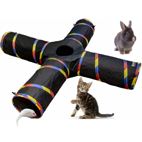 SweetBin Großer Haustier-Tunnel mit 4-Wege-Design, Katzentunnel für Indoor-Katzen, zum Spielen und Erkunden, Durchmesser 25,4 cm, zusammenklappbar, knisternde Katzenröhren für Frettchen, Kaninchen und SweetBin Großer Haustier-Tunnel mit 4-Wege-Design, Katzentunnel für Indoor-Katzen, zum Spielen und Erkunden, Durchmesser 25,4 cm, zusammenklappbar, knisternde Katzenröhren für Frettchen, Kaninchen und von SweetBin