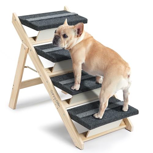 SweetBin Holz-Haustiertreppe/Haustierstufen, 2-in-1, faltbar, mit Teppich ausgelegt, 4 Ebenen, Hundetreppe und Rampe, perfekt für Betten und Autos – tragbare Hunde-/Katzenleiter, bis zu 68 kg SweetBin Holz-Haustiertreppe/Haustierstufen, 2-in-1, faltbar, mit Teppich ausgelegt, 4 Ebenen, Hundetreppe und Rampe, perfekt für Betten und Autos – tragbare Hunde-/Katzenleiter, bis zu 68 kg von SweetBin