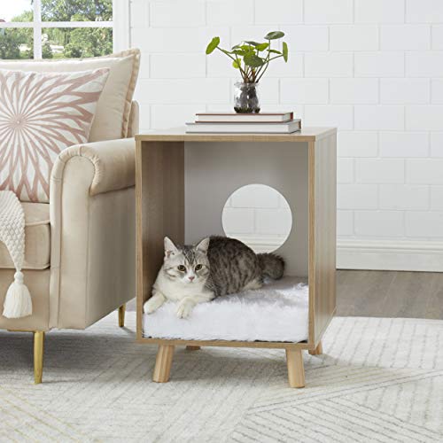 SweetGo Nachttisch-Haustier-Haus-Katzen-Haus mit Stauraum-Katzenmöbel-Sofa-Tisch für Wohnzimmer-Endtisch für Katzen-Haus-weiches Kissen für Katze. von SweetGO corporation