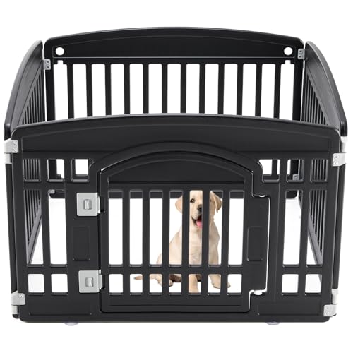 Sweetcrispy Hunde-Laufgitter aus Kunststoff, 4 Paneele, 61 cm, erweiterbar und langlebig, Haustierzaun für kleine bis mittelgroße Hunde, tragbarer Welpenlaufstall mit sicherer Verriegelungstür, Sweetcrispy Hunde-Laufgitter aus Kunststoff, 4 Paneele, 61 cm, erweiterbar und langlebig, Haustierzaun für kleine bis mittelgroße Hunde, tragbarer Welpenlaufstall mit sicherer Verriegelungstür, von Sweetcrispy