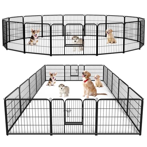 Sweetcrispy Hunde-Laufstall für drinnen – Haustierzaun-Übungsstall für Hoftor, 16 Paneele, faltbar, Welpenlaufställe mit Türen, Metall-Hundegehege für Camping, Wohnmobil, Outdoor, kleine/mittelgroße Sweetcrispy Hunde-Laufstall für drinnen – Haustierzaun-Übungsstall für Hoftor, 16 Paneele, faltbar, Welpenlaufställe mit Türen, Metall-Hundegehege für Camping, Wohnmobil, Outdoor, kleine/mittelgroße von Sweetcrispy