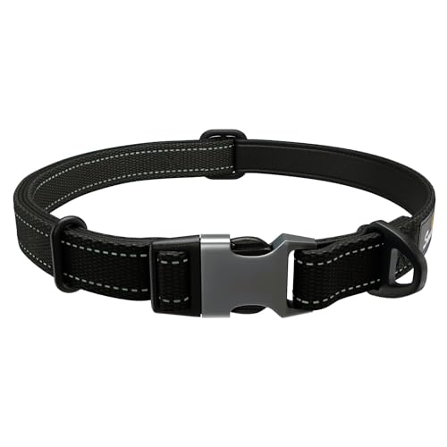 Schwarzes Hundehalsband Kleine Hunde - Stark Reflektierend Verstellbar Gepolstert Hundehalsbänder - Metallschnalle, Aluminium V-Ring, Hundesicherheit von Sweetie