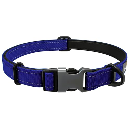 Starkes Hundehalsband Große Hunde - Reflektierend Verstellbar Gepolstert Hunde Halsbänder - Aluminium V-Ring Hundesicherheit Nautisch Marineblau von Sweetie