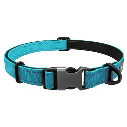 Blau Hundehalsband Mittlere Hunde - Stark Reflektierend Verstellbar Gepolstert Hundehalsbänder - Aluminium V-Ring Hund Sicherheit von Sweetie