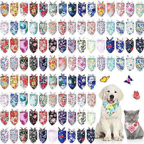Sweetude Hundehalstücher mit Blumenmuster, dreieckig, verstellbar, waschbar, für Hunde und Katzen, elegantes Lätzchen, Halstuch, Hund Zubehör, für kleine bis große Haustiere, 100 Stück Sweetude Hundehalstücher mit Blumenmuster, dreieckig, verstellbar, waschbar, für Hunde und Katzen, elegantes Lätzchen, Halstuch, Hund Zubehör, für kleine bis große Haustiere, 100 Stück von Sweetude