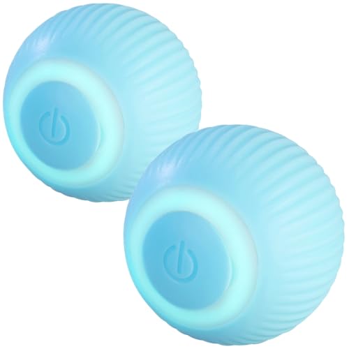 Sweetypet Katzen-Rollball: 2er-Set Akku-Katzenspielzeuge mit LED-Licht, blau (Katzenspielzeug elektrisch, Katzenbälle, Katze) von Sweetypet