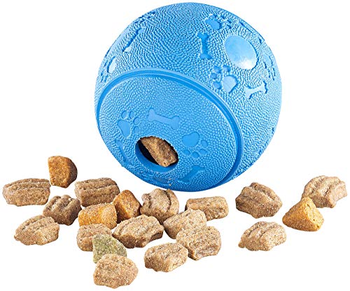 Sweetypet Bälle: Hunde-Spielball aus Naturkautschuk, mit Snack-Ausgabe, Ø 8 cm, blau (Intelligenzspielzeug Hund, Futter-Spielzeug, Trainer) von Sweetypet