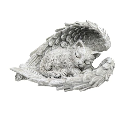 Sweieoni Katze Engel Gedenkstein Grabstein Katze für Draußen Haustier-Denkmal Garten Deko Denkmal Katze Engel Haustier Grabschmuck für Katzen Deko Gedenken Tier Garten Statue für Terrasse Balkon von Sweieoni