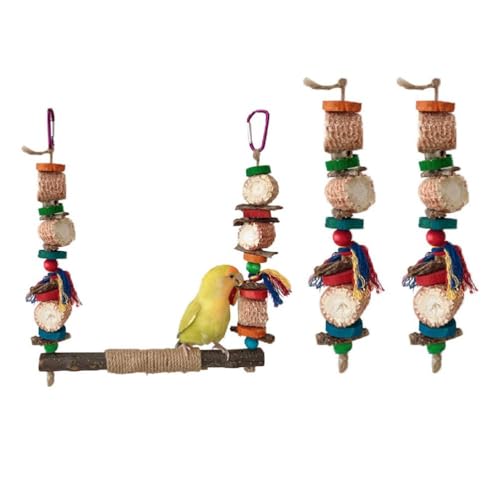 Vogelschaukel Papageien Käfig Spielzeug Schaukel Set Holz Maiskolben Training Für Kleine Größe Vögel Papageien Spielstand Set Vogelschaukel Sitzstange von Swetopq
