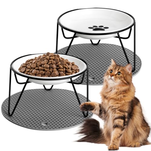 Erhöhter Katzennapf, erhöhter Keramik-Katzenfutternapf mit rutschfester Matte, Schnurrhaar, Müdigkeit, Katzennapf, erhöht, spülmaschinenfest, Katzengeschirr für Hauskatzen, Kätzchen, Welpen und kleine Erhöhter Katzennapf, erhöhter Keramik-Katzenfutternapf mit rutschfester Matte, Schnurrhaar, Müdigkeit, Katzennapf, erhöht, spülmaschinenfest, Katzengeschirr für Hauskatzen, Kätzchen, Welpen und kleine von Swetwiny