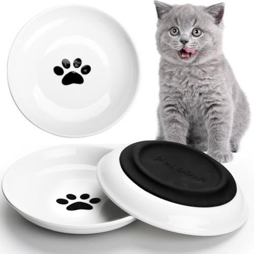 Keramik-Katzen-Futternäpfe, Schnurrhaar-freundliche Katzennäpfe mit rutschfester Silikonunterseite, Katzenfutterschalen für Futter und Wasser, breite, flache kleine Katzenteller, für Katzen, Kätzchen, Keramik-Katzen-Futternäpfe, Schnurrhaar-freundliche Katzennäpfe mit rutschfester Silikonunterseite, Katzenfutterschalen für Futter und Wasser, breite, flache kleine Katzenteller, für Katzen, Kätzchen, von Swetwiny