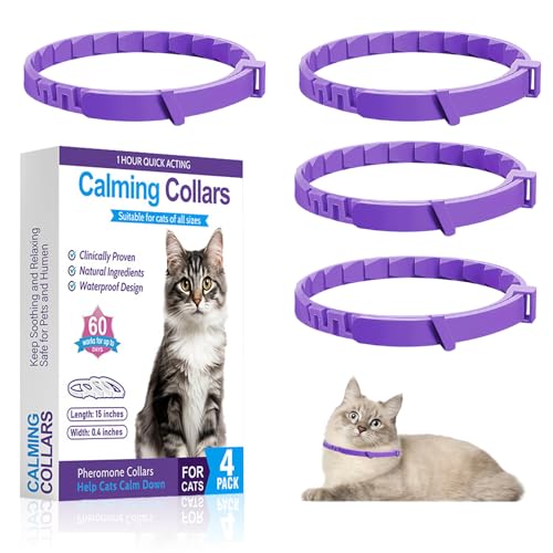 Swiftctrl Beruhigendes Halsband für Katzen, 4-teilig, Anti-Stress mit natürlichen Pheromonen – Lavendel & Kamille, Verstellbar (bis 38 cm), 30 Tage Wirkung, für Kätzchen & Erwachsene Katzen von Swiftctrl