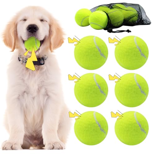 Swingers Quietschende Tennisbälle für Hunde, 6,3 cm, Trainingsball für Haustiere, Hunde, mit Netz-Tragetasche, leicht zu transportieren, Gelb, 6 Stück von Swingers