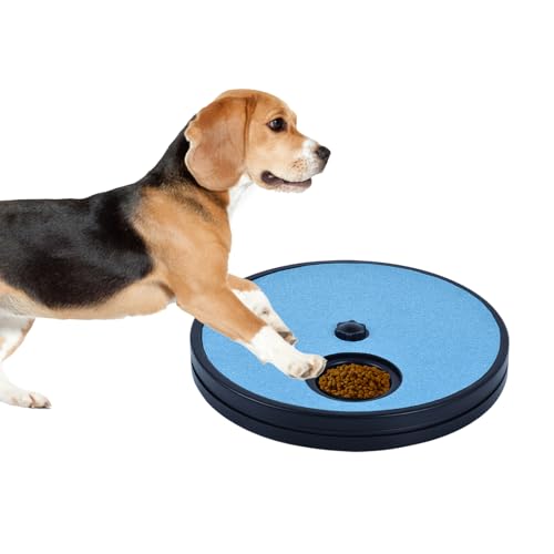 Swirge 3 in 1 drehbares Hunde-Kratzbrett mit Lebensmittelaufbewahrungsfach Box Rund Stressfrei Kratzpad ABS Nagelschleifer Krallenpflege Hund Krallenschleifer Board (Blau) von Swirge
