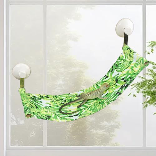 Swirge Bartagamen-Hängematte für Fenster, Bartagamen-Fensterstange mit Saugnäpfen, Reptilienpanzer-Zubehör, geeignet für Eidechse, Leopard, Gecko, Chamäleon, Kätzchen, Ratte (Grün) von Swirge