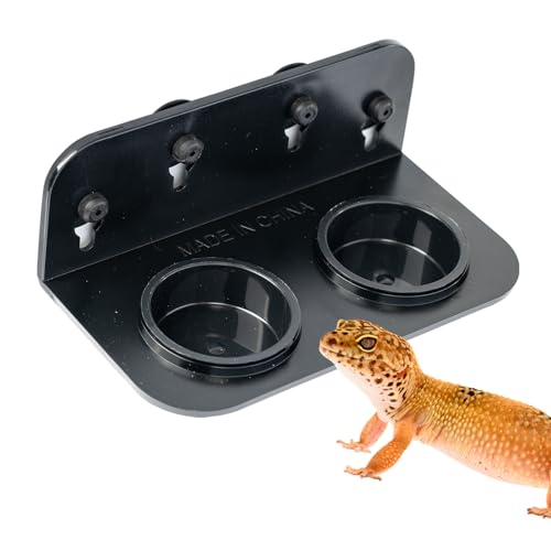Swirge Gecko Futternapf für Reptilien, doppelter Futternapf für Reptilien, Futterstation mit 4 Saugnäpfen für Schlangen, Bartdrachen, Schildkröte von Swirge