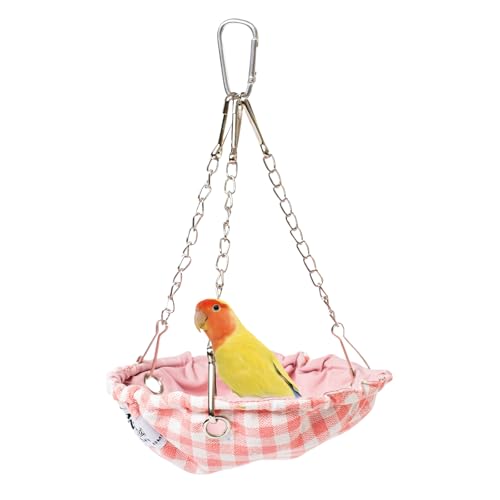 Swirge Hängendes Vogelbett für Käfig, wasserdichte karierte Vogelhängematte, Schaukelstange für kleine Vögel, Vogelkäfigzubehör, Hängeschaukelbett für Papagei, Sittich, Kanarienvögel (Rosa) Swirge Hängendes Vogelbett für Käfig, wasserdichte karierte Vogelhängematte, Schaukelstange für kleine Vögel, Vogelkäfigzubehör, Hängeschaukelbett für Papagei, Sittich, Kanarienvögel (Rosa) von Swirge