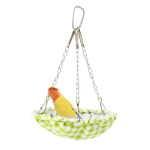 Swirge Hängendes Vogelbett für Käfig, wasserdichte karierte Vogelhängematte, Schaukelstange für kleine Vögel, Vogelkäfigzubehör, Hängeschaukelbett für Papagei, Sittich, Kanarienvögel (Grün) von Swirge