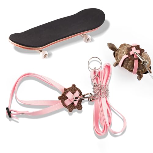 Swirge Schildkrötenleine und Trainingsskateboard-Spielzeug, Mini-Skateboard und verstellbares Geschirr für Schildkröte, lustiges Schildkrötenspielzeug, Zubehör für Schildkröte, Eidechse, Kleintiere Swirge Schildkrötenleine und Trainingsskateboard-Spielzeug, Mini-Skateboard und verstellbares Geschirr für Schildkröte, lustiges Schildkrötenspielzeug, Zubehör für Schildkröte, Eidechse, Kleintiere von Swirge