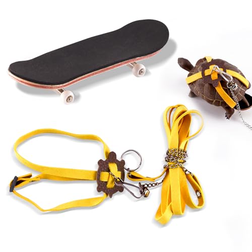 Swirge Schildkrötenleine und Trainingsskateboard-Spielzeug, Mini-Skateboard und verstellbares Geschirr für Schildkröte, lustiges Schildkrötenspielzeug, Zubehör für Schildkröte, Eidechse, Kleintiere Swirge Schildkrötenleine und Trainingsskateboard-Spielzeug, Mini-Skateboard und verstellbares Geschirr für Schildkröte, lustiges Schildkrötenspielzeug, Zubehör für Schildkröte, Eidechse, Kleintiere von Swirge