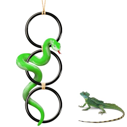 Swirge Schlangenkletterringe, Schlangenanreicherung Spielzeug, Ball Python Tank Zubehör, Swing Climbing Hoop Kette für Ball Python Corn Snake von Swirge