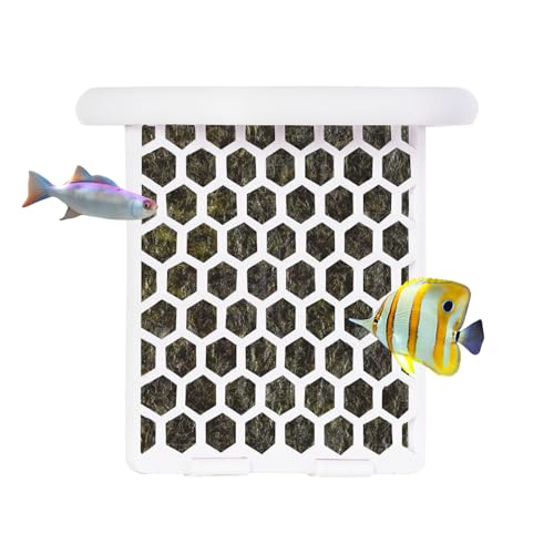 Swirge Schwimmender Algen-Futterspender für Aquarium, Algenhalter mit Futterring, schwimmender Nori-Futterspender für Aquarien, Algenclip für Salzwasser, Süßwasserfische (weiß) von Swirge