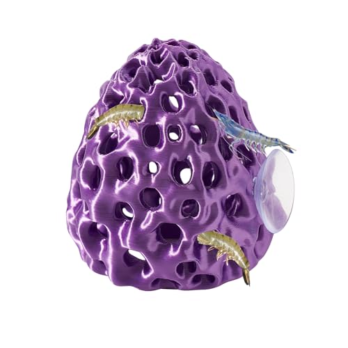 Swirge Shrimp Dome Hide, Shrimp Hides for Aquarium, Betta Fish Hideout with Suction Cup, Betta Habitat Tank Ornament Accessories, Aquarium Decor for Small Fish Guppy Hiding Resting (Purple) von Swirge