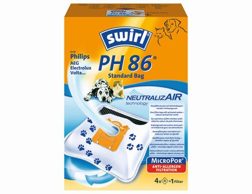 Swirl PH 86 NeutralizAir Staubsaugerbeutel für Philips Staubsauger, 4 Beutel + 1 Filter von Swirl