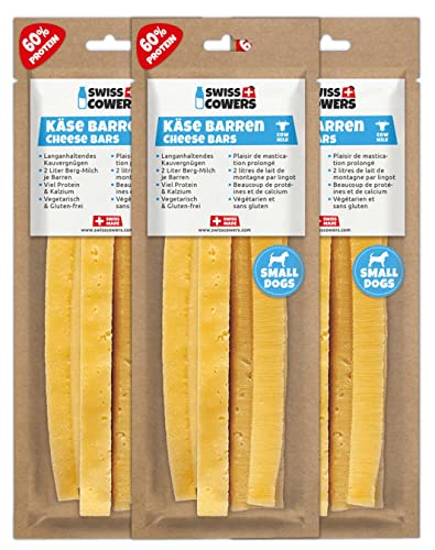 Swiss Cowers Käse-Barren Original | 100% Schweizer Milch | Kauknochen aus Käse | Zahnpflege | langanhaltendes Kauvergnügen | einzigartig und lecker | Das Original (kleine Hunde 3er Pack) von SwissCowers