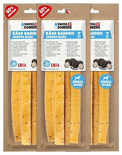 Swiss Cowers Käse Barren mit Trüffel | 100% Schweizer Milch | Kauknochen aus Käse | Zahnpflege | langanhaltendes Kauvergnügen | einzigartig und lecker | Das Original (kleine Hunde 3er Pack) von SwissCowers