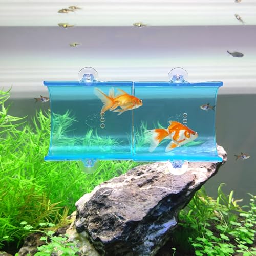Switior Betta Aquarium-Tunnel, Betta-Zubehör zum Ausruhen, Spielen, Verstecken, Kampffisch-Dekoration, sechs Farben (I-Form) (transparentes Blau), 2 Stück von Switior