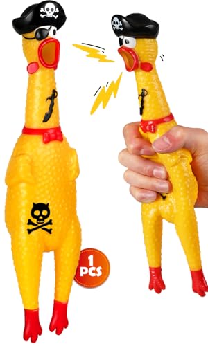 Swooflia Gummi-Huhn schreiendes Spielzeug – gelbes riesiges quietschendes Huhn, 30,5 cm, lustiges Gummi-Hundespielzeug, Neuheit, Party, Gag, Geschenke, Spielapportieren für Erwachsene und Hunde von Swooflia