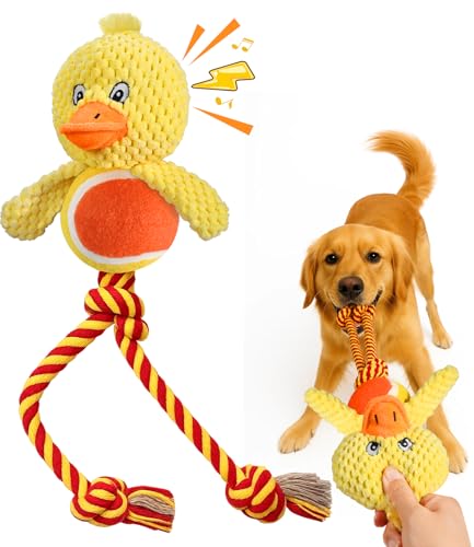 Swooflia Langlebiges Quietschendes Hundespielzeug - Interaktives Plüsch-niedliche Ente mit Seilbeinen, Zahnreinigung Zerrspielzeug für kleine, mittelgroße und große Hunde, Welpenkauspielzeug für Swooflia Langlebiges Quietschendes Hundespielzeug - Interaktives Plüsch-niedliche Ente mit Seilbeinen, Zahnreinigung Zerrspielzeug für kleine, mittelgroße und große Hunde, Welpenkauspielzeug für von Swooflia