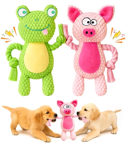Swooflia Quietschendes Hundespielzeug – Knister-Plüschschwein und Froschspielzeug für Welpen, interaktives und stimulierendes Spielzeug, um Langeweile für kleine Hunde zu lindern und sie zu Swooflia Quietschendes Hundespielzeug – Knister-Plüschschwein und Froschspielzeug für Welpen, interaktives und stimulierendes Spielzeug, um Langeweile für kleine Hunde zu lindern und sie zu von Swooflia