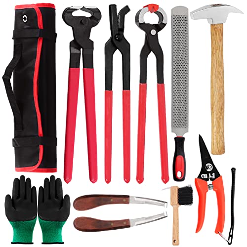 Swpeet 12 professionelle Werkzeuge für Hufschmied mit Rollenpackung, Schere zum Trimmen von Pferdehufen, Huffeile, H Swpeet 12 professionelle Werkzeuge für Hufschmied mit Rollenpackung, Schere zum Trimmen von Pferdehufen, Huffeile, H von Swpeet