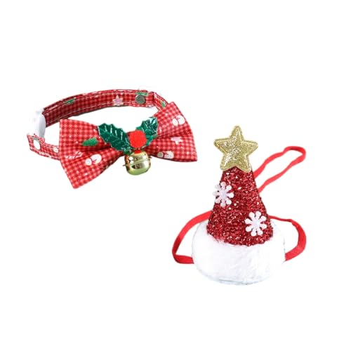 Set mit Hundemütze und Fliege für Weihnachten, Party, Katzen, Fotoshooting, Weihnachtsmannmütze für Festival, Haustierparty, Kostüm, Urlaub, Kopfbedeckung Set mit Hundemütze und Fliege für Weihnachten, Party, Katzen, Fotoshooting, Weihnachtsmannmütze für Festival, Haustierparty, Kostüm, Urlaub, Kopfbedeckung von Sxett