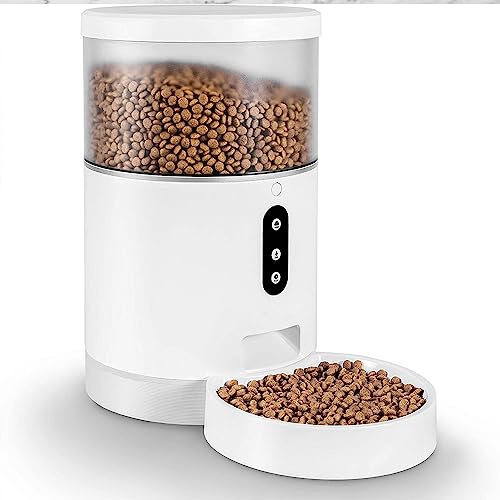 4L Automatischer Katzenfutterautomat, WLAN-fähiger Intelligenter Futterautomat für Katzen und Hunde, Futterautomat mit Sprachwiedergabe (EU-Stecker) von Sxhlseller