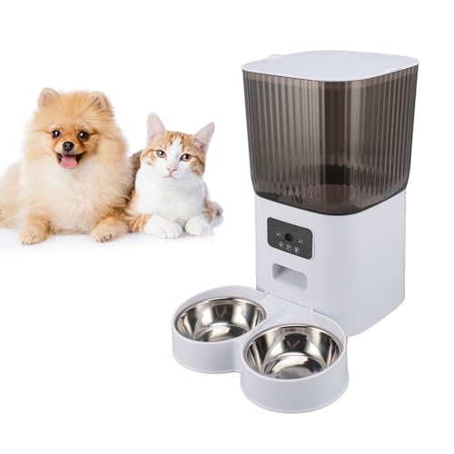Automatischer Katzen Futterspender mit 5 L – WLAN, Automatischer Futterspender für Hunde, Intelligenter, Zeitgesteuerter Katzen Futterspender mit Futternapf aus (Doppelte von Sxhlseller
