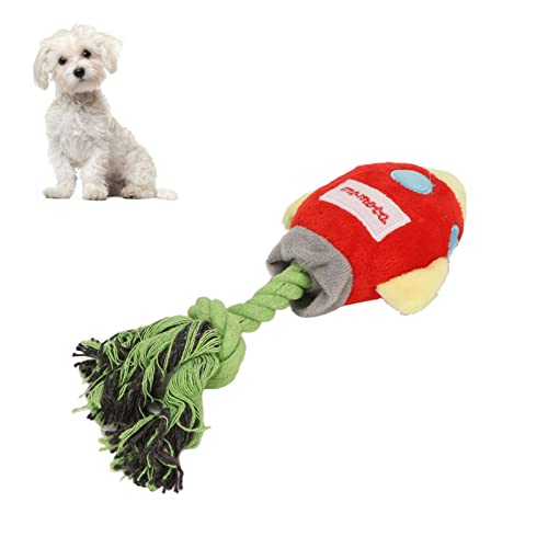 Hundespielzeug, Plüsch-Hundekauspielzeug, Plüsch-Hundespielzeug, Interaktiv Gefüllte Zähne, Hundekauspielzeug mit Knotenseil für Welpen, Spielzeug für Hundegeburtstage, Neujahr, (Rot) von Sxhlseller