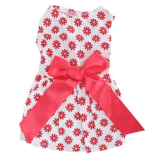 Sommer-Hundekleid, Haustier-Sommerkleidung, ärmellose Rockkleider aus Polyester mit Schleife, süßes Welpen-Sommerkleid(XDZ302 weiß, L) von Sxhlseller