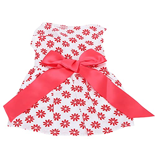 Sommer-Hundekleid, Süße Kleidung für Haustiere, Ärmellose Rockkleider aus Polyester mit Schleife, Mädchen-Welpen-Outfit (L) von Sxhlseller